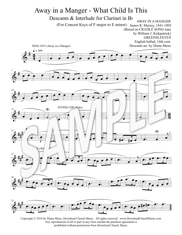 Away in a Manger and What Child Is This - Clarinet descants with interlude (arr. Diana Meux)