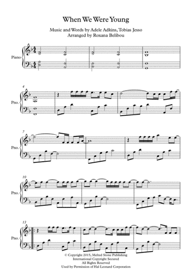 When We Were Young (arr. Roxana Belibou)