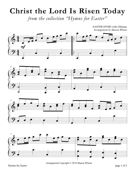 Christ the Lord Is Risen Today (LARGE PRINT Piano Solo) (arr. Sharon Wilson)
