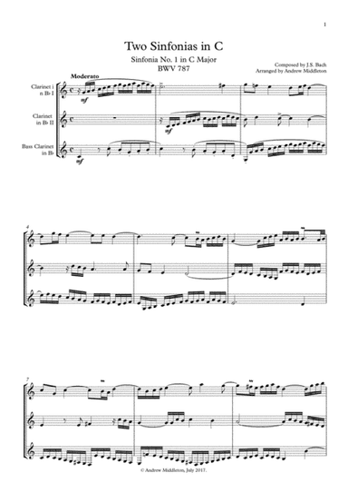 Sinfonia in C arranged for Clarinet Trio (arr. Andrew Middleton)