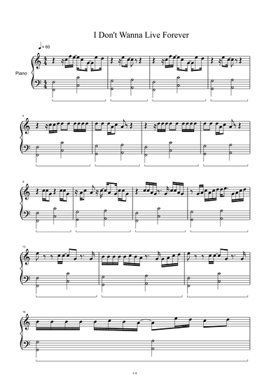 I Don't Wanna Live Forever (fifty Shades Darker) (arr. Taylor Swift)