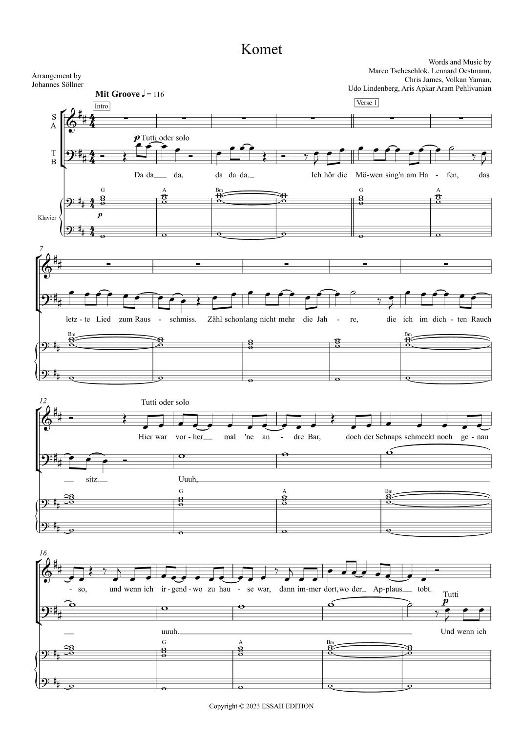 Komet (arr. Johannes Söllner)