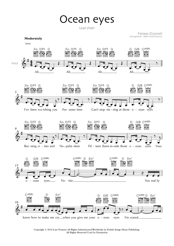Ocean Eyes (arr. Robin Hood Editions)