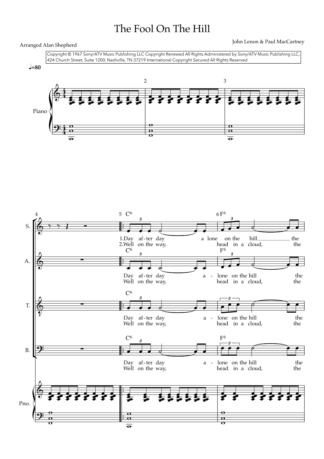 The Fool On The Hill (arr. Alan Shepherd)