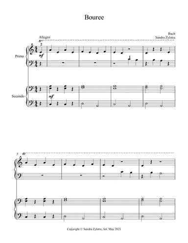 Bouree  (beginning solo with optional elementary duet) (arr. Sandra Zylstra)