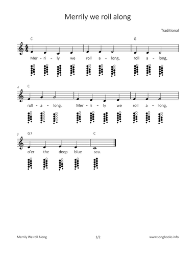 Merrily we roll along (arr. songbooks.info)