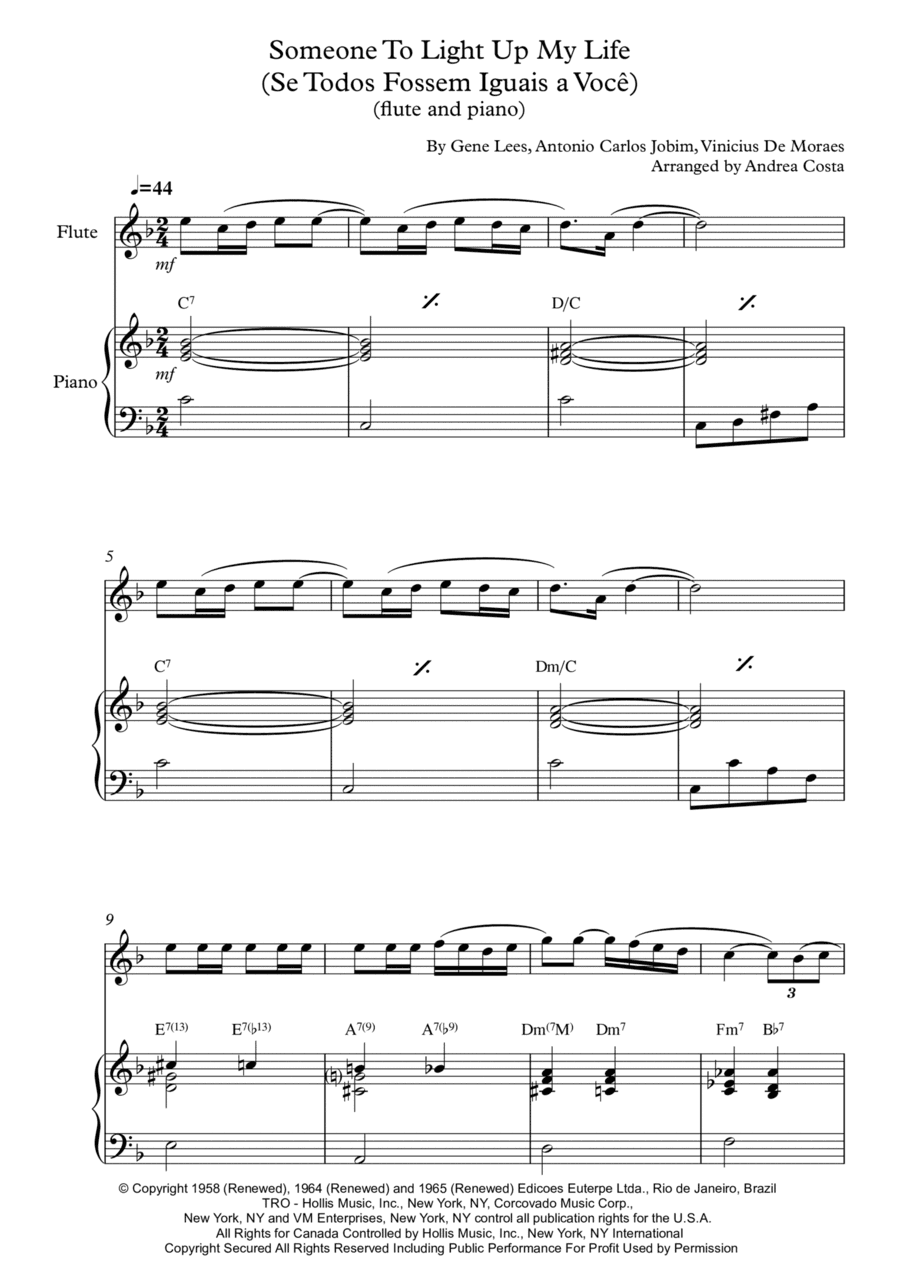 Someone To Light Up My Life (se Todos Fossem Iguais A Voce) (arr. Andrea Costa)