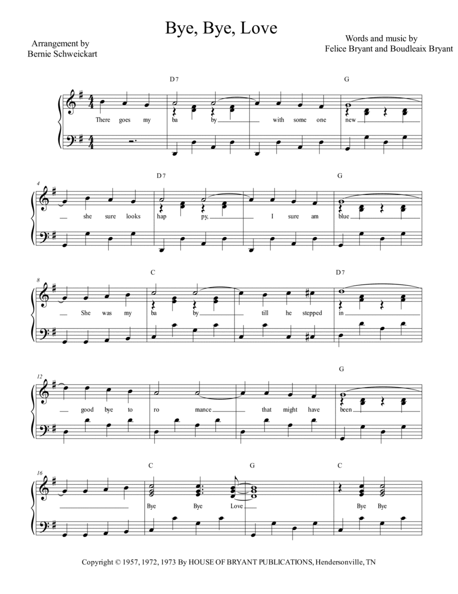 Bye Bye Love (arr. Bernie Schweickart)