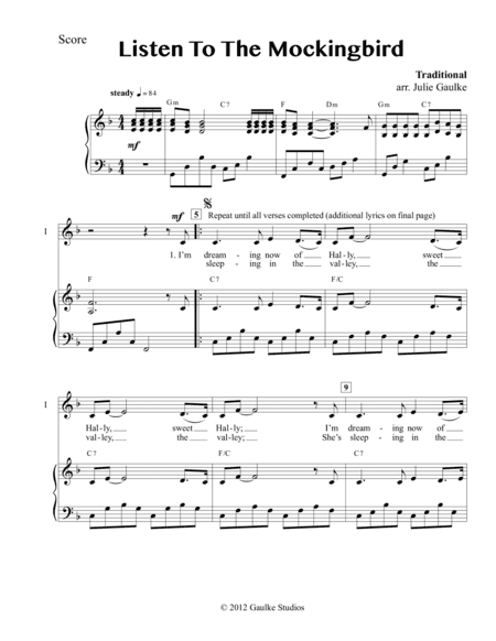 Listen To The Mockingbird (arr. Julie Gaulke)