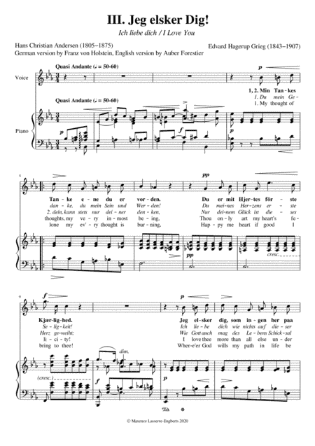Jeg elsker Dig! / Ich liebe dich [High Voice; Key: Eb] (arr. Maxence Lasserre-Engberts)