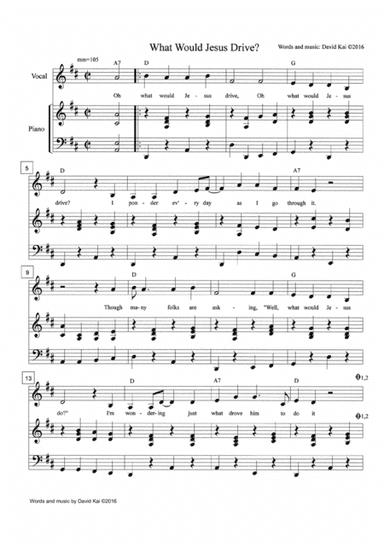 What Would Jesus Drive?  (accompaniment and lead sheet)