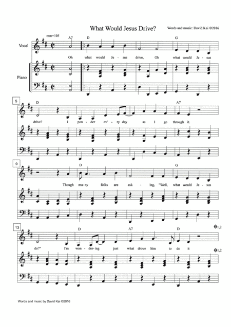 What Would Jesus Drive?  (accompaniment and lead sheet)