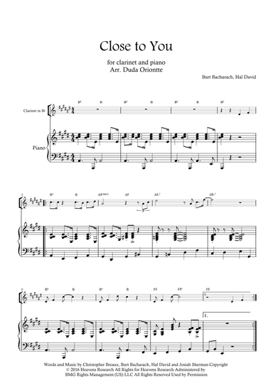Close To You (arr. Duda Oriontte)
