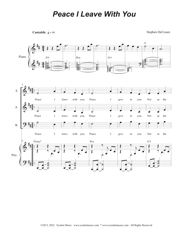 Peace I Leave With You (Vocal Trio - (SAB)