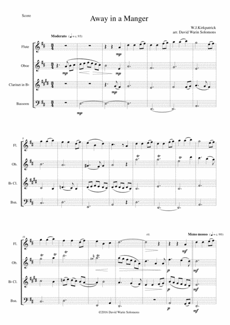 Away in a manger for wind quartet (arr. David Warin Solomons)