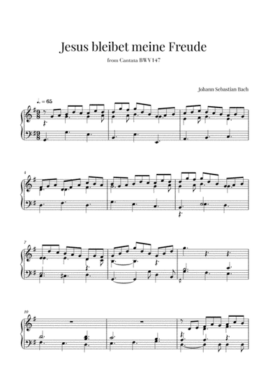 Bach - Jesus bleibet meine Freude for Piano Solo (arr. Cadenza Editions)