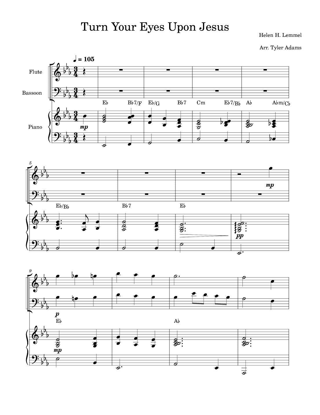 Turn Your Eyes Upon Jesus (Flute and Bassoon Duet with Piano) (arr. Tyler Adams)