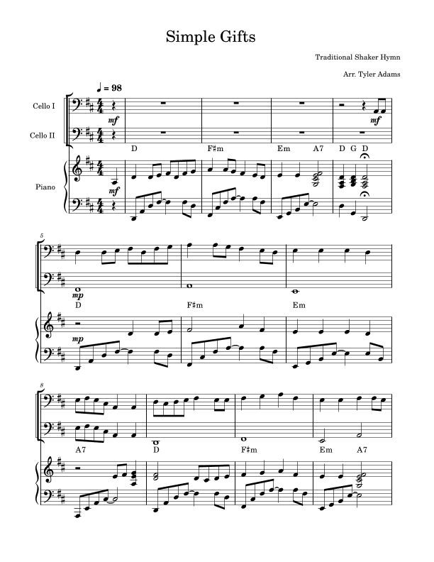 Simple Gifts (arr. Tyler Adams)