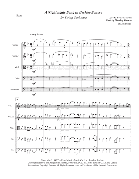 A Nightingale Sang In Berkeley Square (arr. Jim Bicigo)