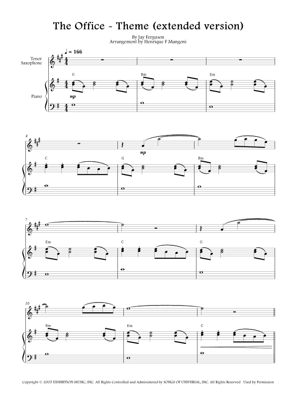 The Office - Theme (arr. Henrique F Mangoni)