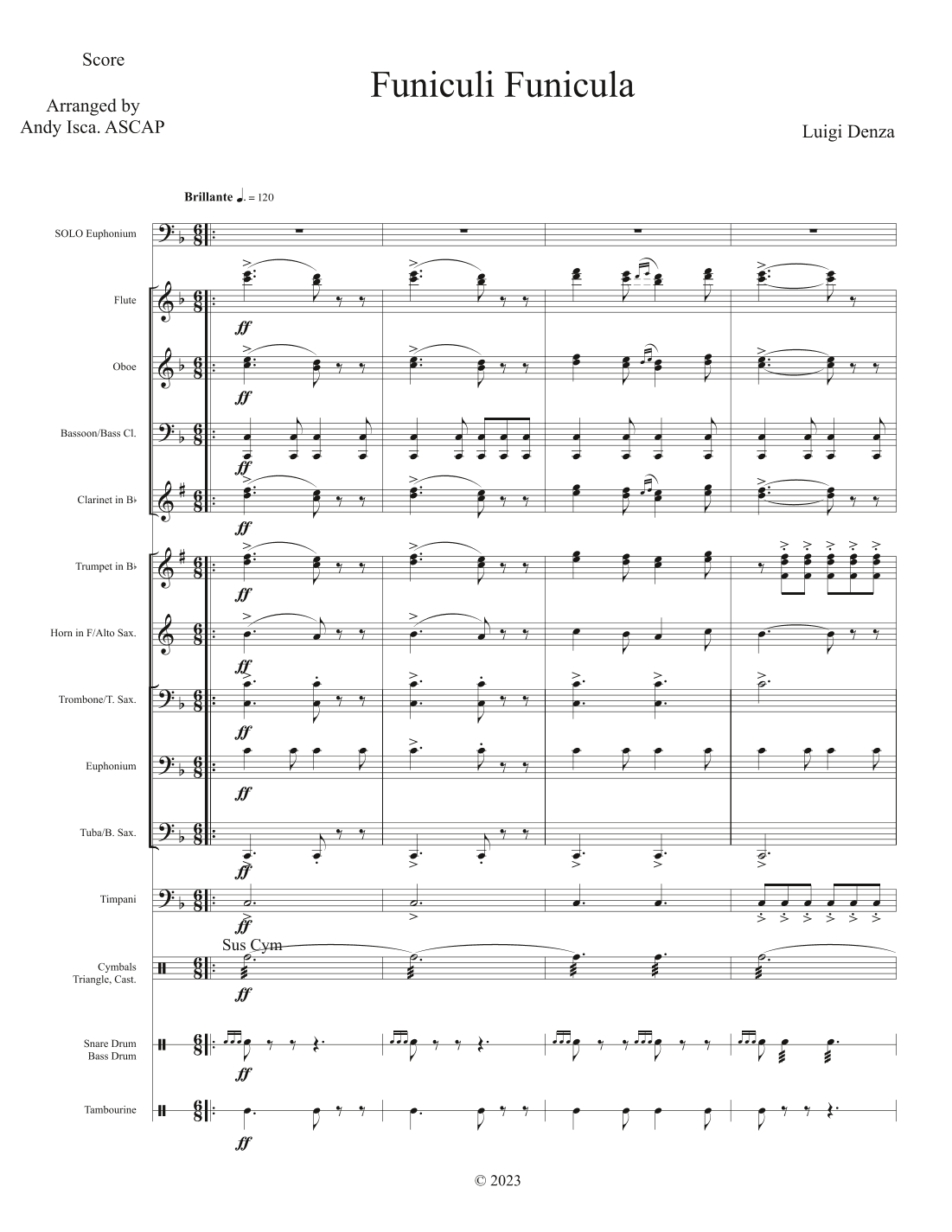 Funiculi Funicula (arr. Andy Isca, ASCAP)