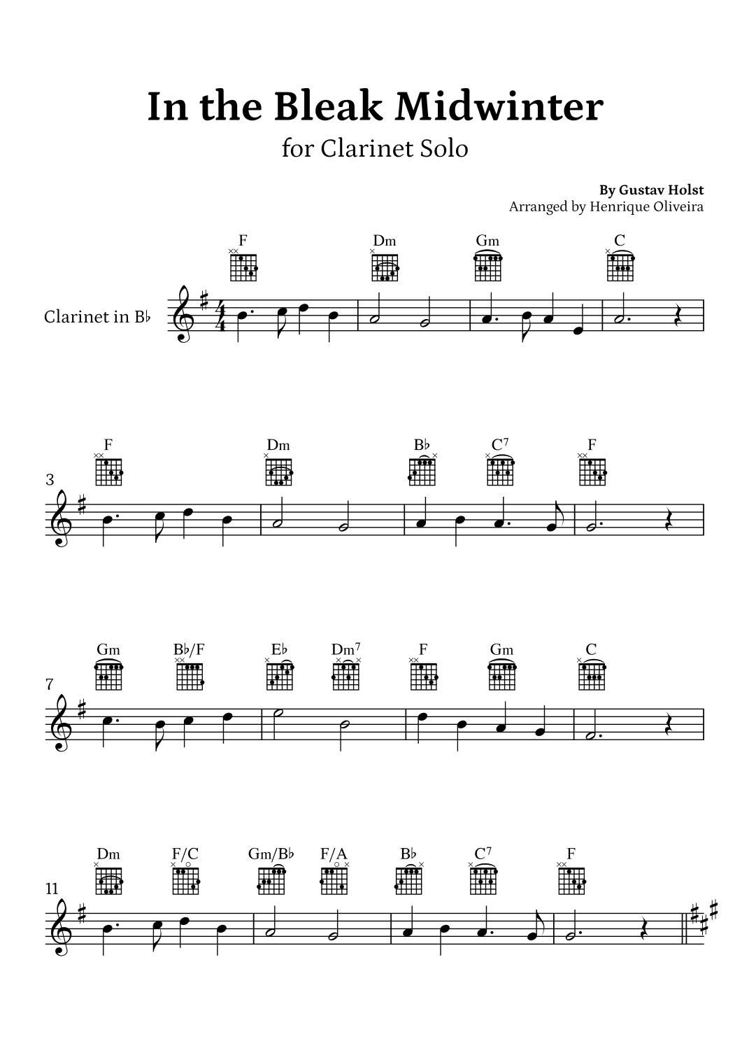 In the Bleak Midwinter (Clarinet Solo) - Beginner Level (arr. Henrique Oliveira)