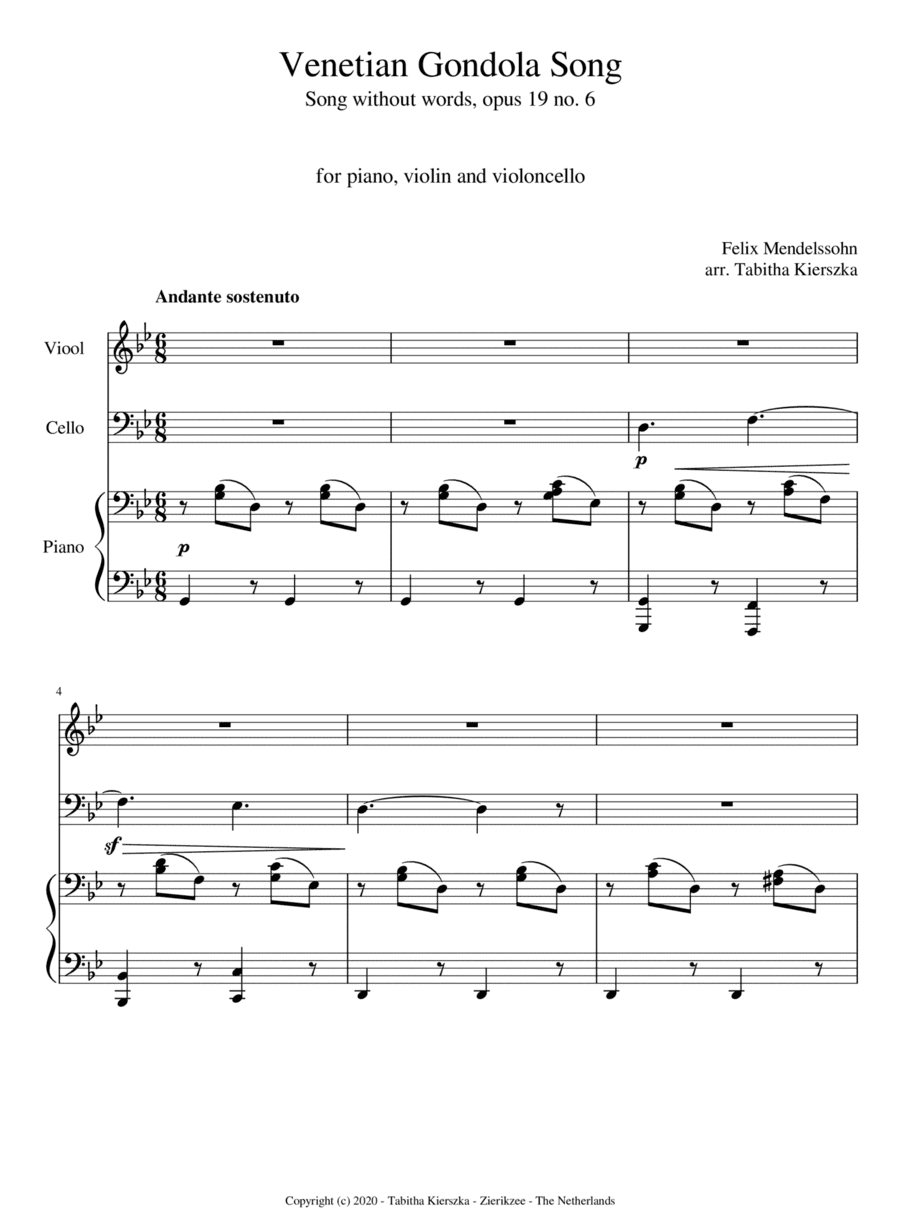 Venetian Gondola Song (arr. Tabitha Kierszka)