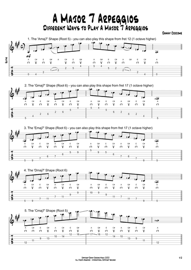 A Major 7 Arpeggios (5 Ways to Play)