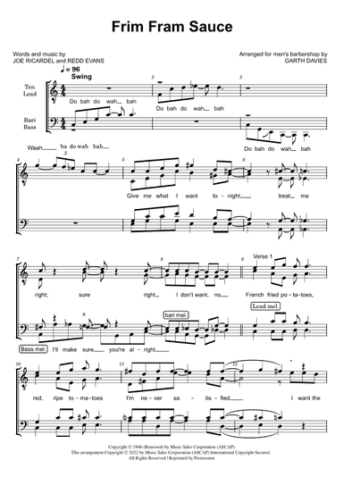 The Frim Fram Sauce (arr. Garth Davies)