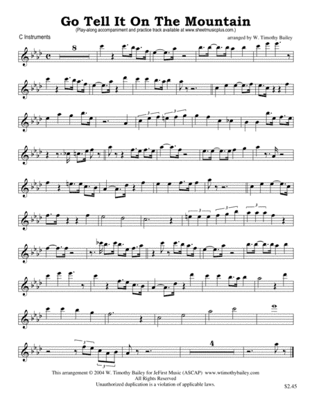 Go Tell It On The Mountain (Treble Clef C Instruments) (arr. W. Timothy Bailey)