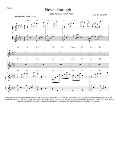 Never Enough - Score Only (arr. D. Gagnon)