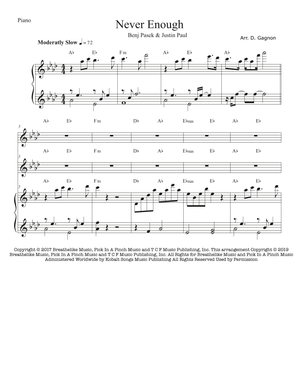 Never Enough - Score Only (arr. D. Gagnon)