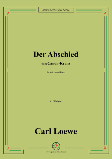 Loewe-Der Abschied,in D Major (arr. OSM Press)