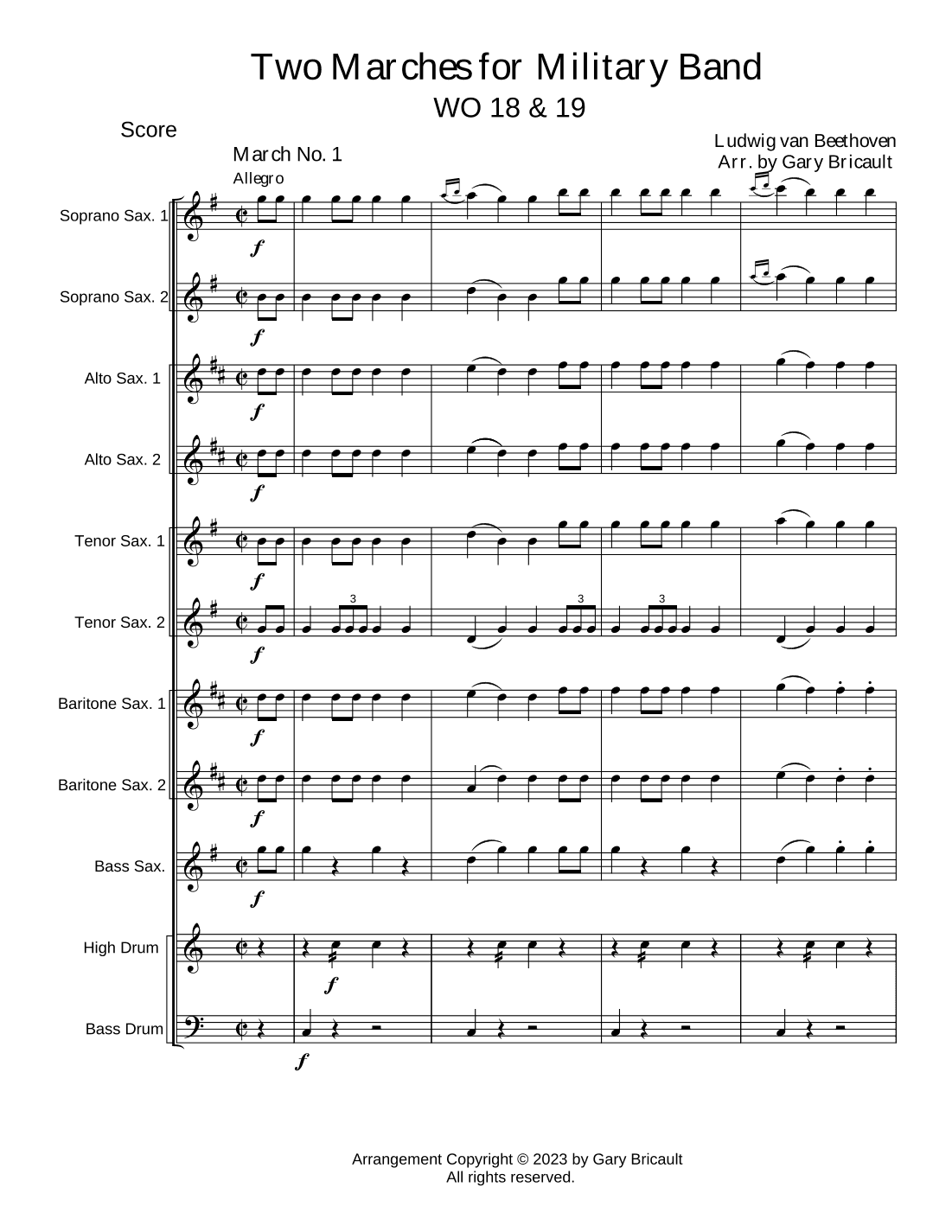 Two Marches for Military Band - WO18, WO19 (arr. Gary Bricault)