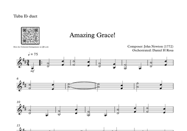 Amazing Grace How Sweet the sound - Easy E flat Tuba (arr. Daniel H Rosa)