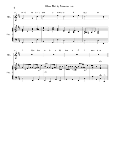 I Know That My Redeemer Lives (Violin & Piano) (arr. Carol Troutman Wiggins)