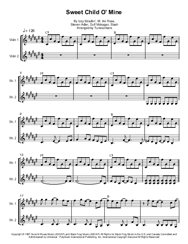 Sweet Child O' Mine (arr. Tunescribers)