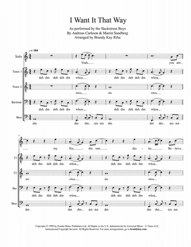 I Want It That Way (arr. BK Riha / Brandy Kay Riha)