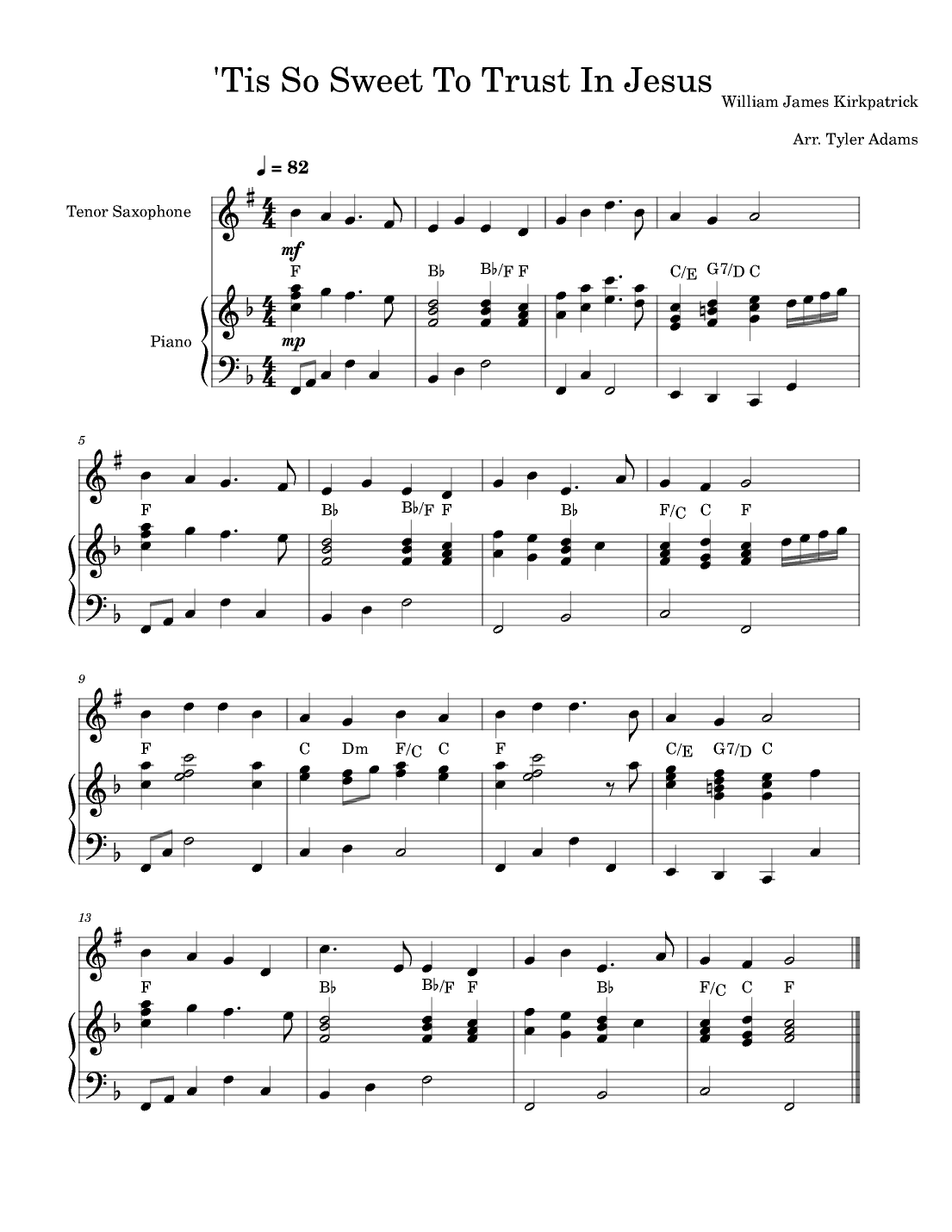 'Tis So Sweet To Trust In Jesus (arr. Tyler Adams)