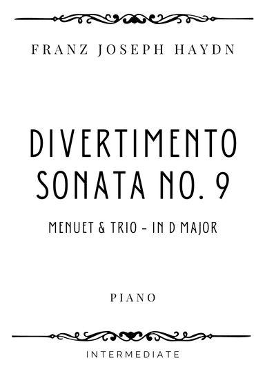 Haydn - Menuet & Trio from Divertimento (Sonata no. 9) in D Major - Intermediate (arr. Piacere Music Sheets)