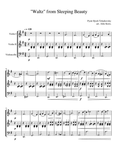 Waltz from Sleeping Beauty 2Vn1Vc (arr. Ailie Kreis)