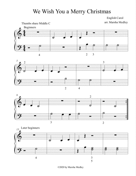 Beginner Christmas Carols in Middle C Position (arr. Marsha Medley)