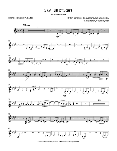 A Sky Full Of Stars (arr. Jacob A. Barton)