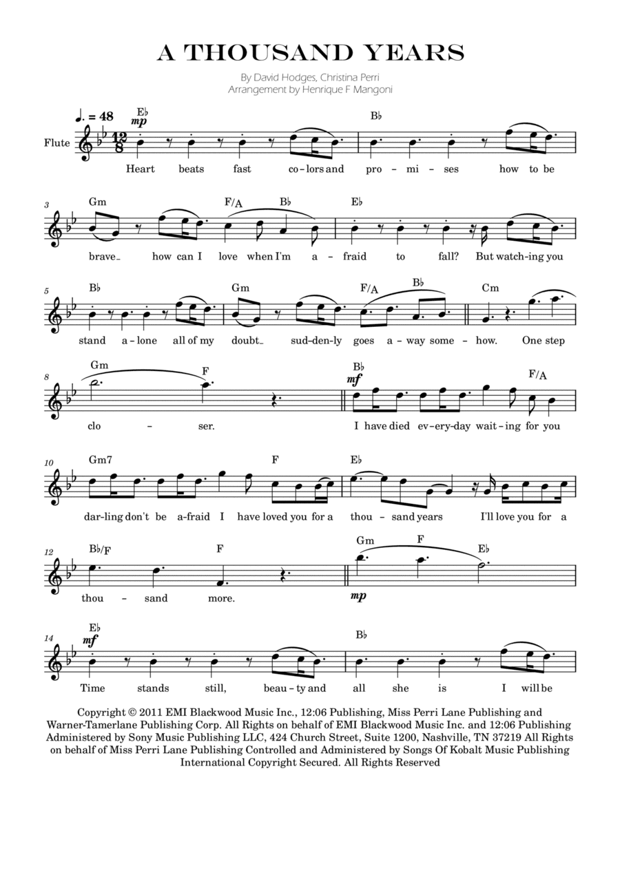 A Thousand Years (arr. Henrique F Mangoni)
