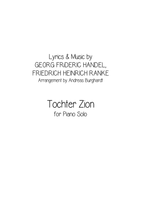 Tochter Zion - Zion's Daughter (Christmas Piano Solo) (arr. Andreas Burghardt)