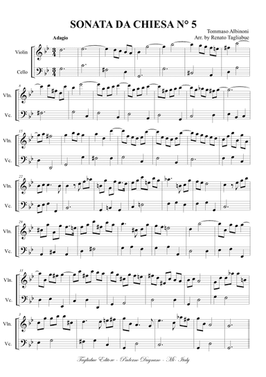 Albinoni - SONATA DA CHIESA N° 5. Arr. per Violino e Cello (arr. Renato Tagliabue)