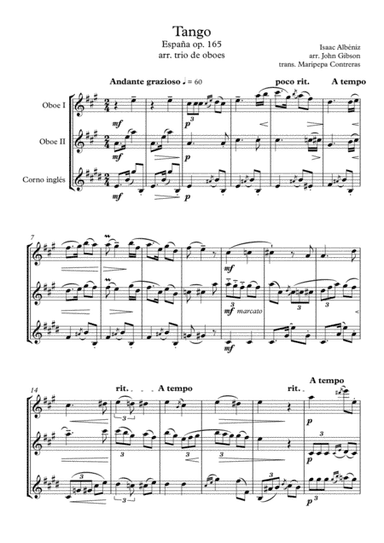 Tango - Isaac Albéniz ( two oboes and english horn) (arr. M. Contreras)