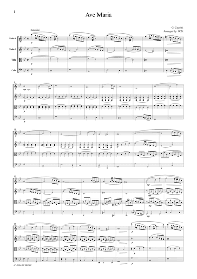 Caccini  Ave Maria, for string quartet, CC201 (arr. FCMUSIC)