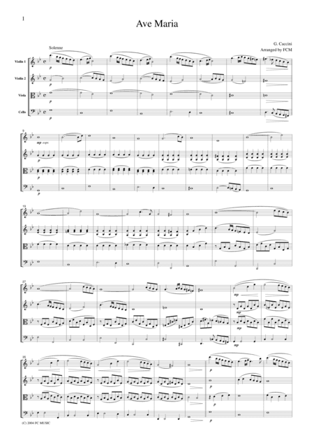 Caccini  Ave Maria, for string quartet, CC201 (arr. FCMUSIC)