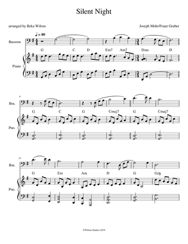 Silent Night--bassoon solo (arr. Beka Wilson)
